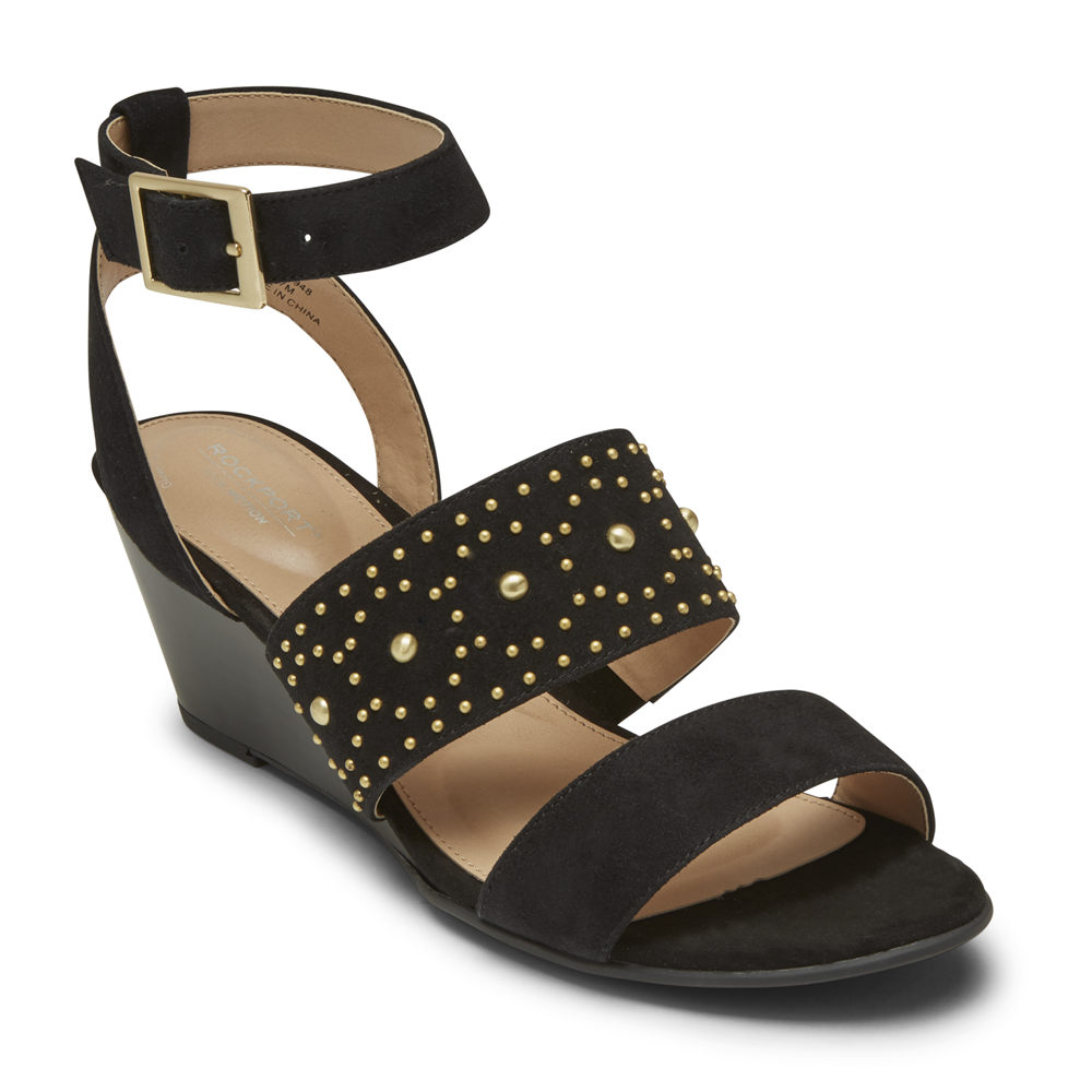 Sandálias Rockport Mulher Pretas - Total Motion Taylor Studded - 68025LUNS